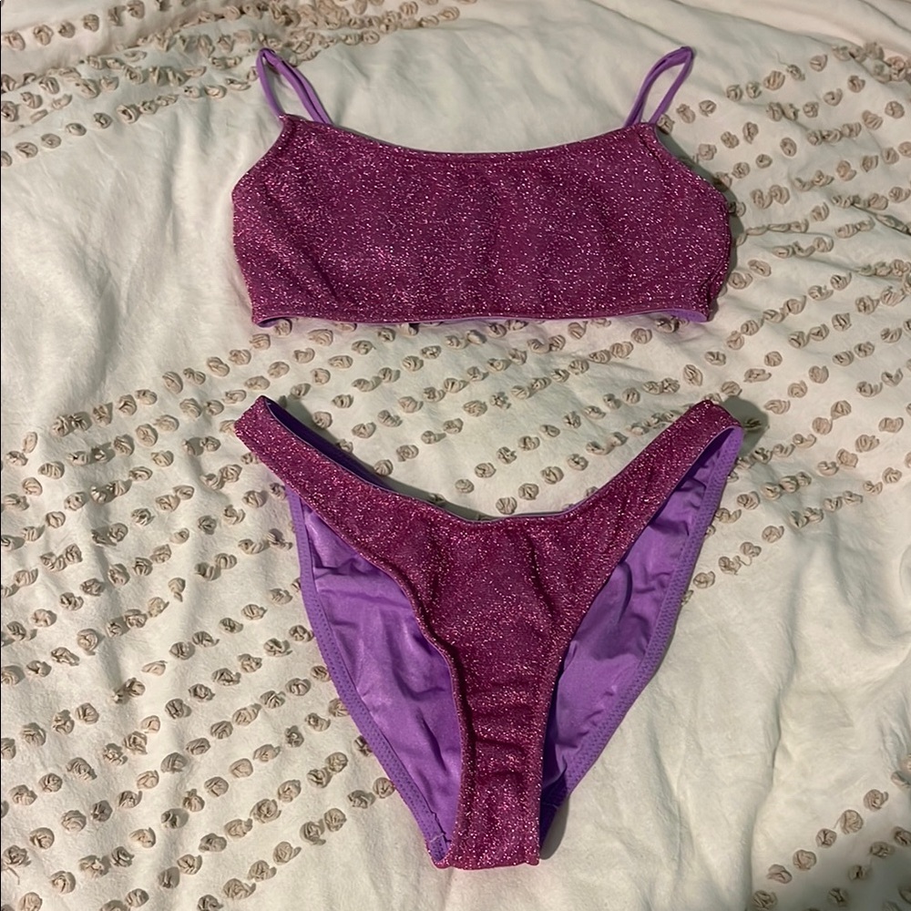 TRIANGL PURPLE SPARKLEY BIKINI SET